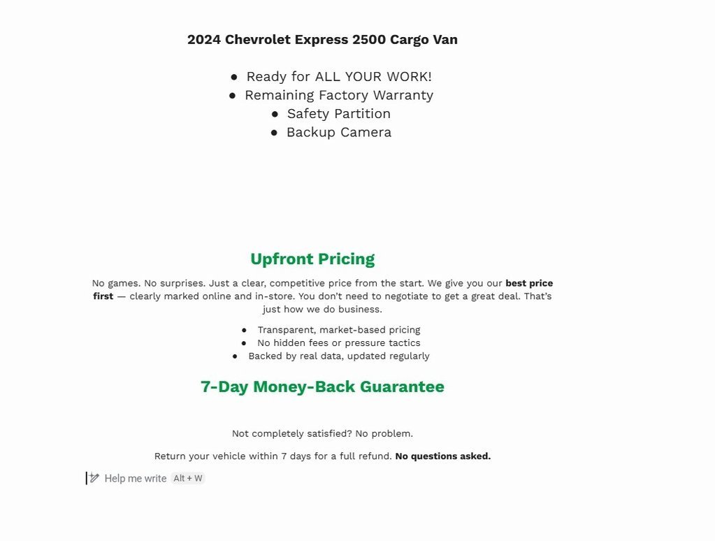 Used 2024 Chevrolet Express 2500 w/ Driver Convenience Package image 60