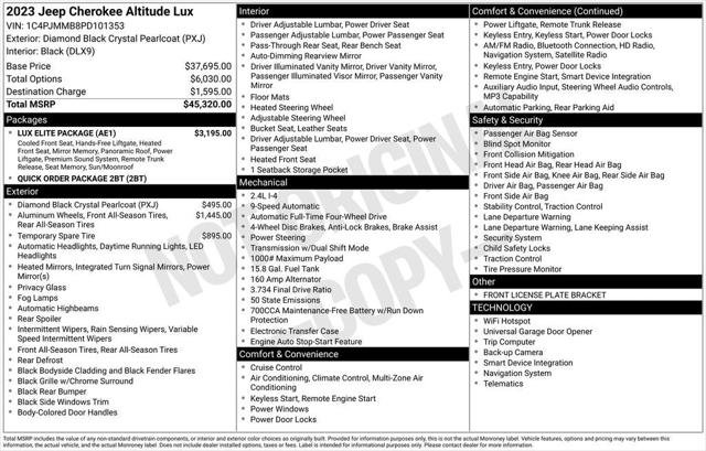 Certified 2023 Jeep Cherokee Altitude Lux w/ Lux Elite Package AWD/4WD image 4