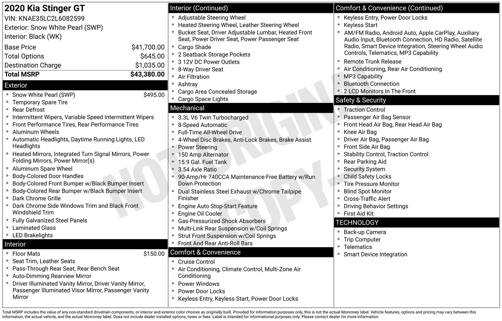 Used 2020 Kia Stinger GT AWD/4WD image 32