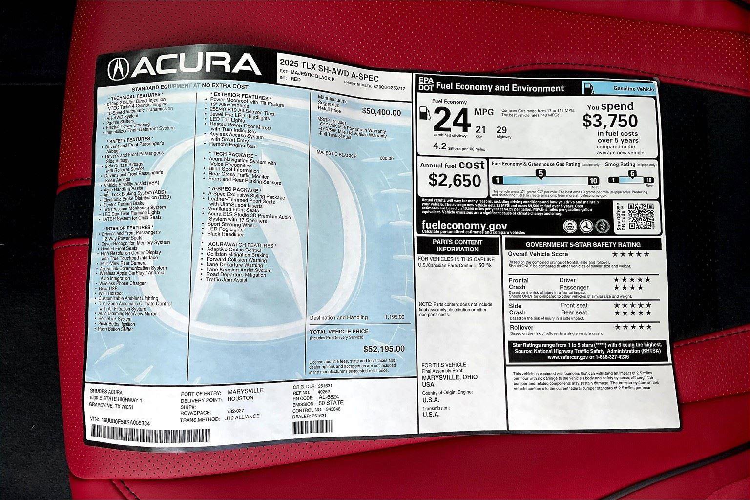New 2025 Acura TLX SH-AWD w/ A-SPEC Pkg image 24