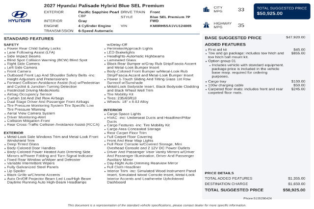 New 2027 Hyundai Palisade SEL Premium w/ Tow & Go Package FWD image 52