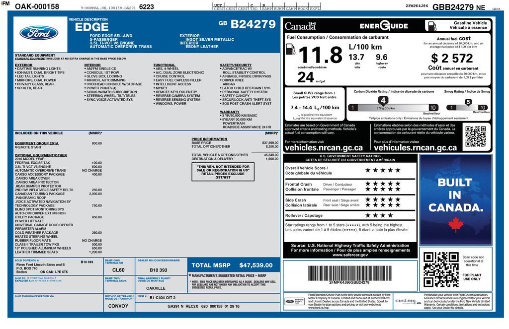 Used 2016 Ford Edge SEL w/ Canadian Touring Package image 19