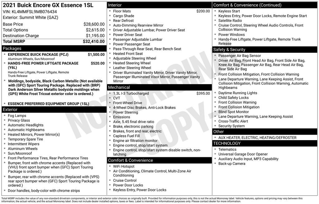 Certified 2021 Buick Encore GX Essence w/ Experience Buick Package FWD image 33