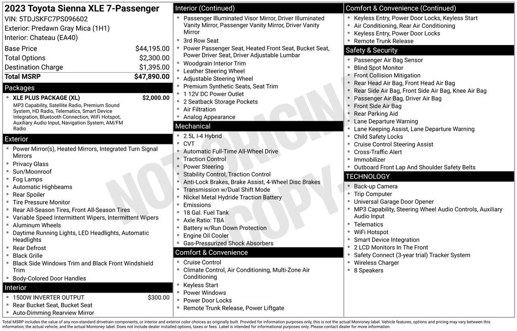 Used 2023 Toyota Sienna XLE w/ XLE Plus Package AWD/4WD image 34