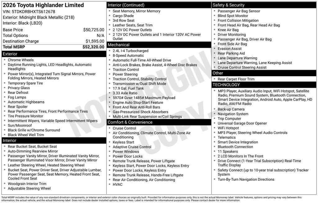 Used 2026 Toyota Highlander Limited AWD/4WD image 31
