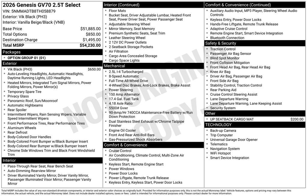New 2026 Genesis GV70 2.5T Select image 9