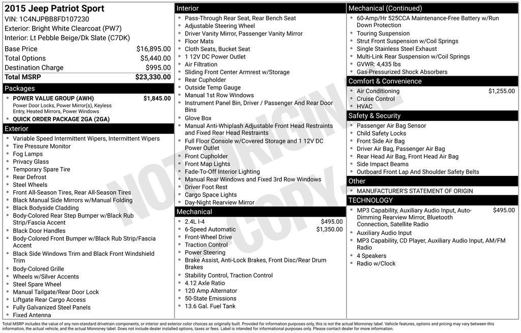 Used 2015 Jeep Patriot Sport w/ Power Value Group FWD image 35