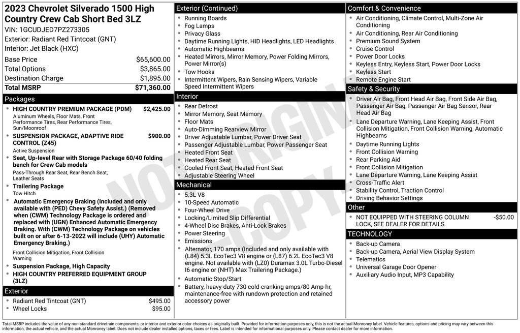Used 2023 Chevrolet Silverado 1500 High Country w/ High Country Premium Package AWD/4WD image 10