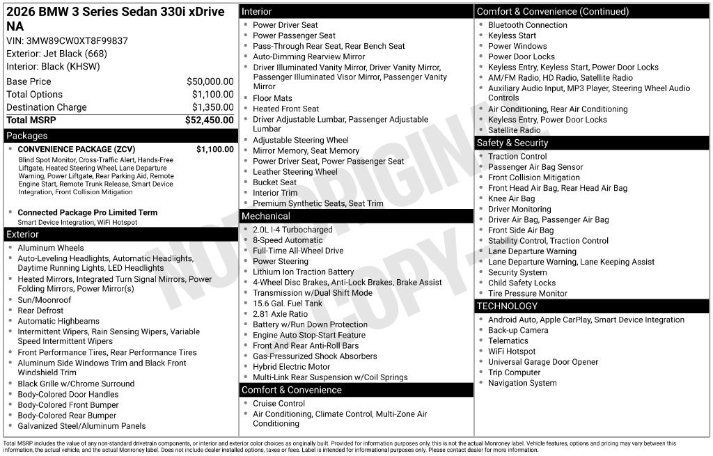 Certified 2026 BMW 330i xDrive Sedan w/ Convenience Package AWD/4WD image 5
