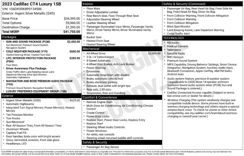 Certified 2023 Cadillac CT4 Luxury w/ Sun And Sound Package AWD/4WD image 35