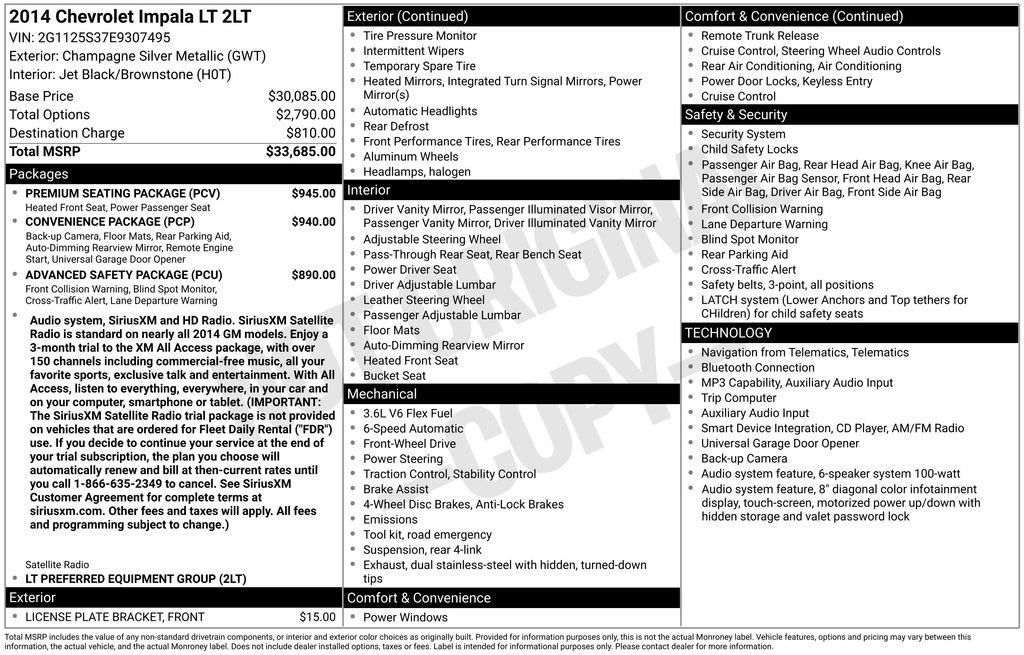 Used 2014 Chevrolet Impala LT w/ Premium Seating Package FWD image 29