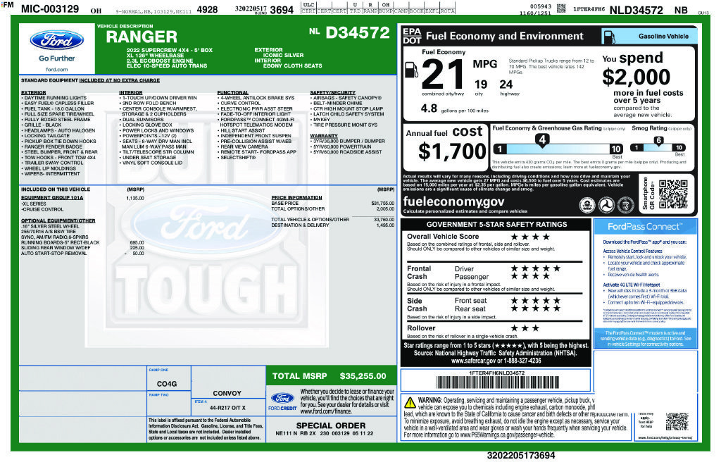 Used 2022 Ford Ranger XL w/ Equipment Group 101A High AWD/4WD image 4