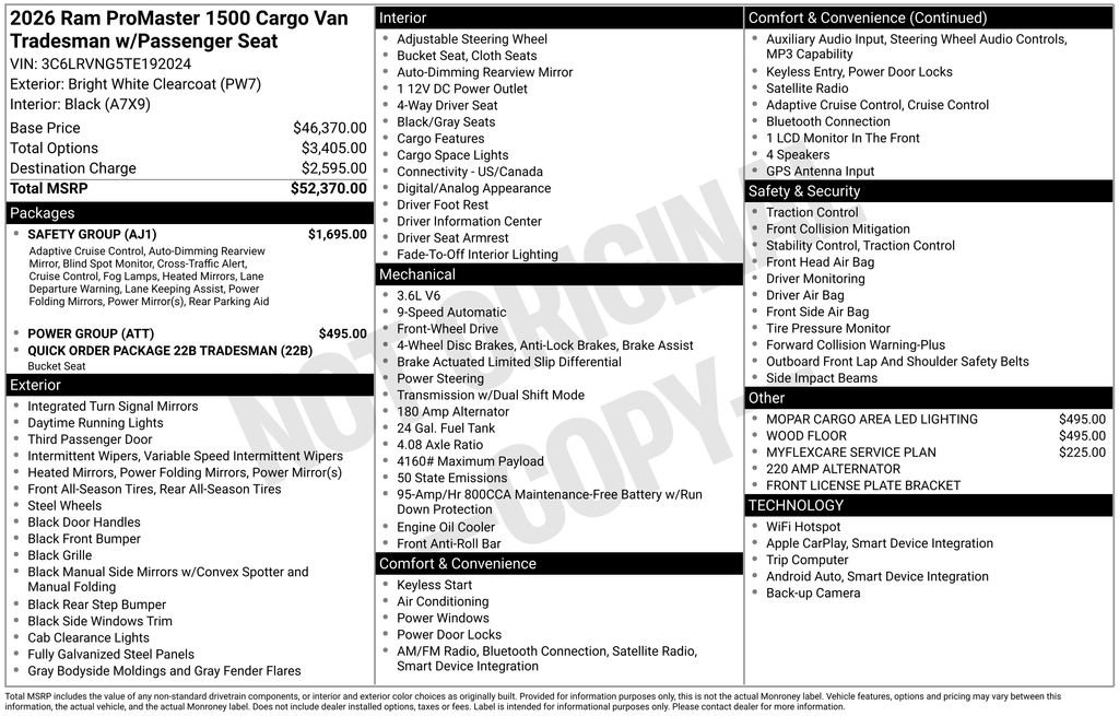 New 2026 RAM ProMaster 1500 w/ Safety Group FWD image 3