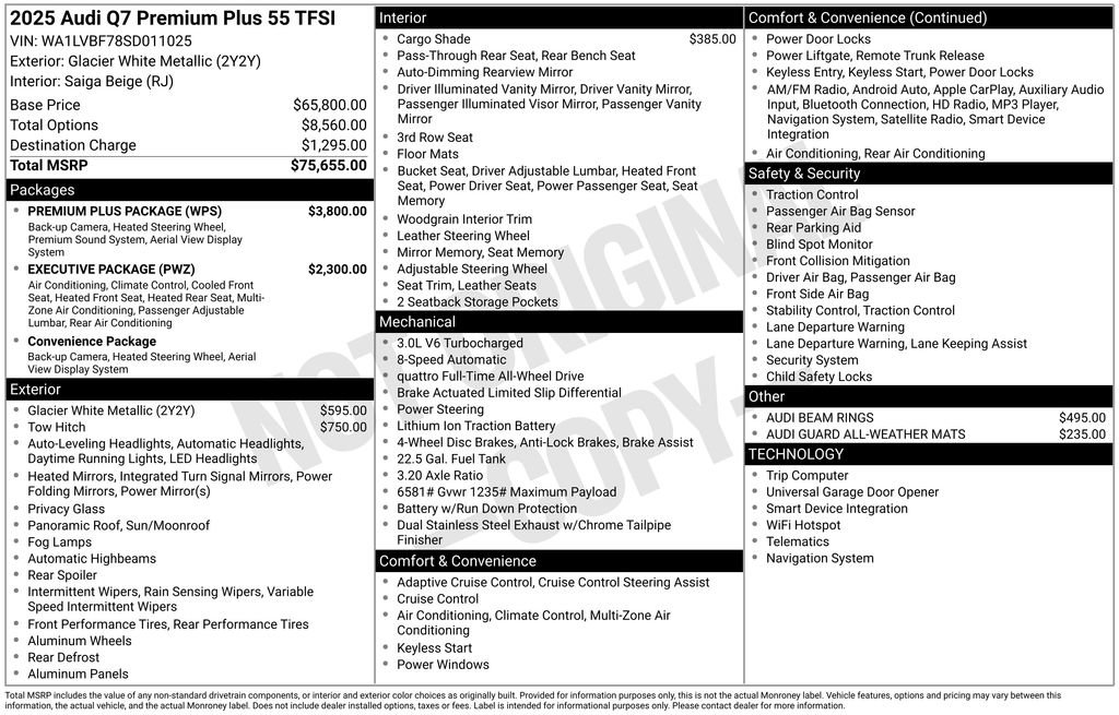 New 2025 Audi Q7 3.0T Premium Plus w/ Premium Plus Package image 80