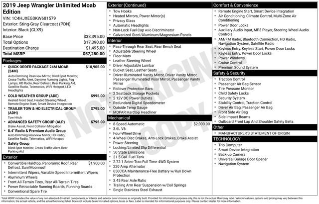 Used 2019 Jeep Wrangler Unlimited Sahara w/ Quick Order Package 24M Moab image 14