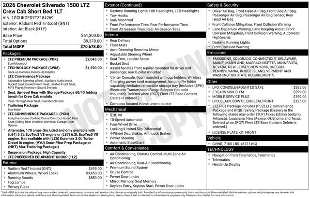 New 2026 Chevrolet Silverado 1500 LTZ w/ LTZ Premium Package image 26
