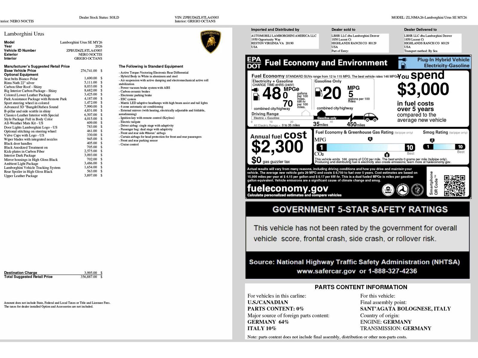 Used 2026 Lamborghini Urus SE AWD/4WD image 6