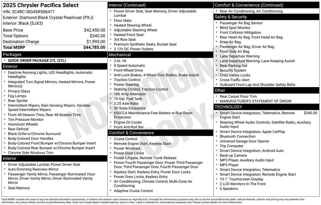 Used 2025 Chrysler Pacifica Select FWD image 2