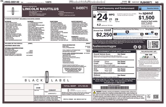 Certified 2024 Lincoln Nautilus Black Label image 18