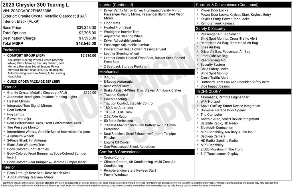 Certified 2023 Chrysler 300 Touring L w/ Comfort Group RWD image 40