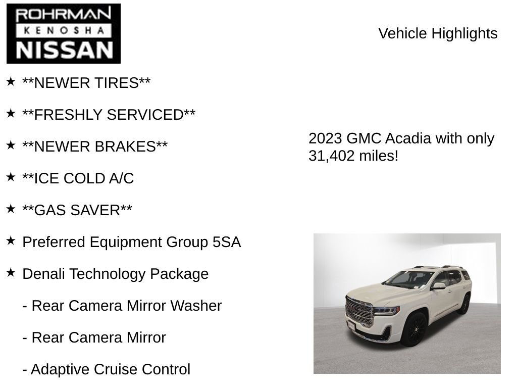 Used 2023 GMC Acadia Denali w/ Denali Ultimate Package AWD/4WD image 7