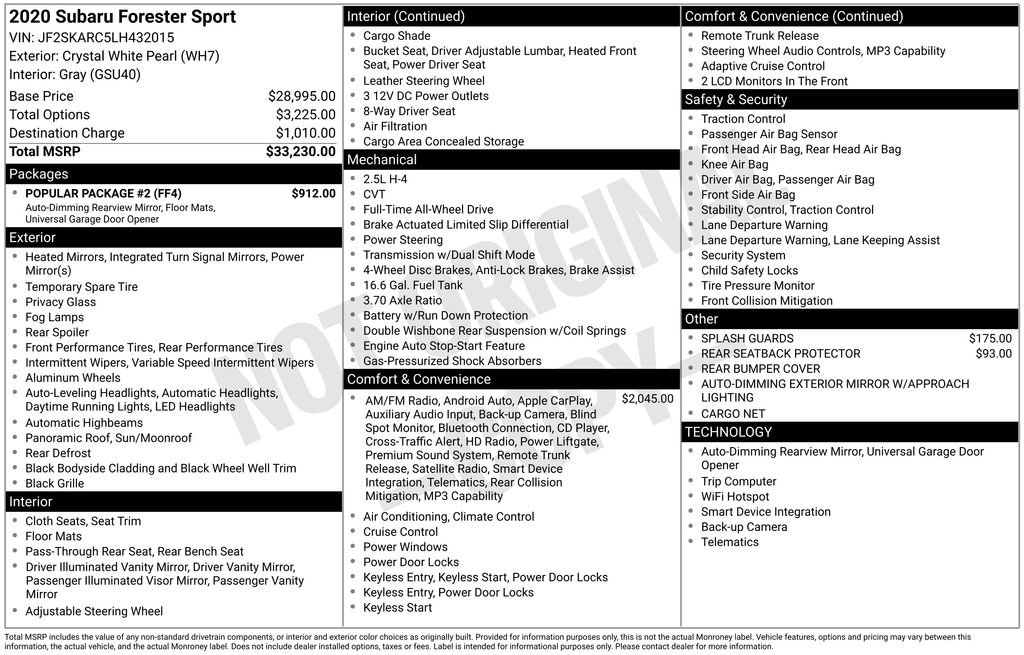 Used 2020 Subaru Forester Sport w/ Popular Package #2 image 5