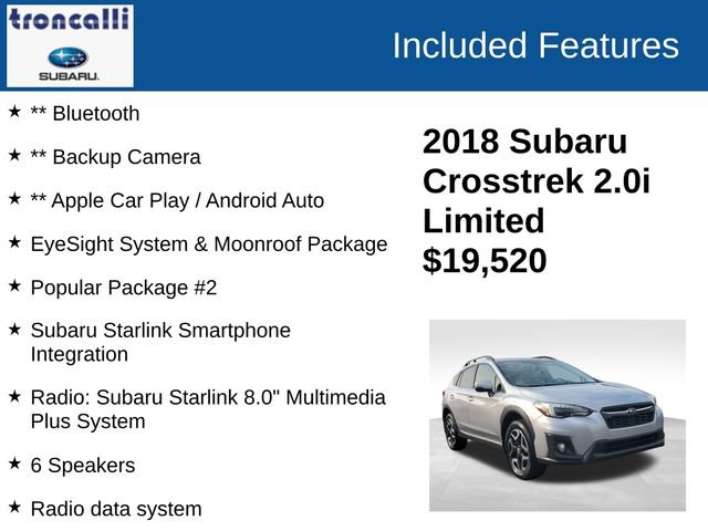 Used 2018 Subaru Crosstrek 2.0i Limited AWD/4WD image 3