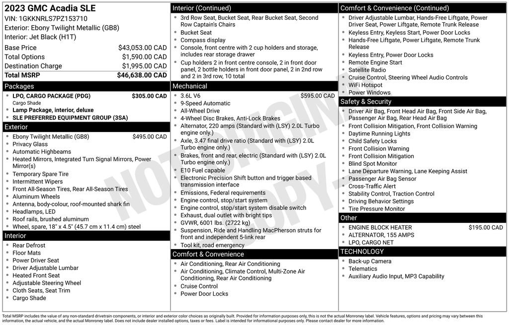 Used 2023 GMC Acadia SLE w/ LPO, Cargo Package AWD/4WD image 41