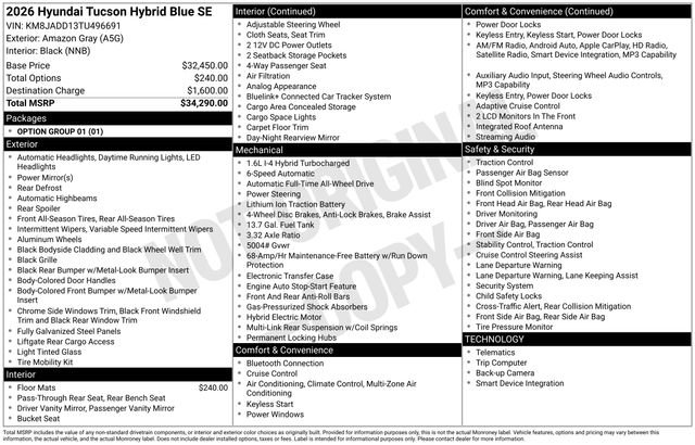 New 2026 Hyundai Tucson Blue SE AWD/4WD image 4