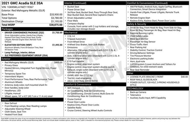 Used 2021 GMC Acadia SLE w/ Driver Convenience Package FWD image 4