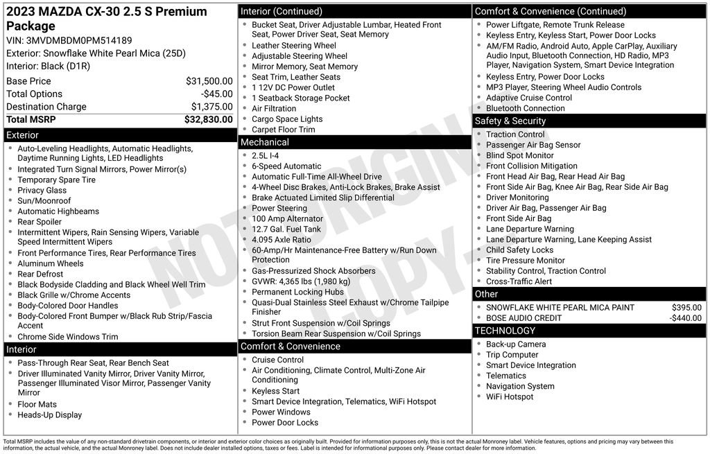 Certified 2023 MAZDA CX-30 AWD 2.5 S w/ Premium Package image 3