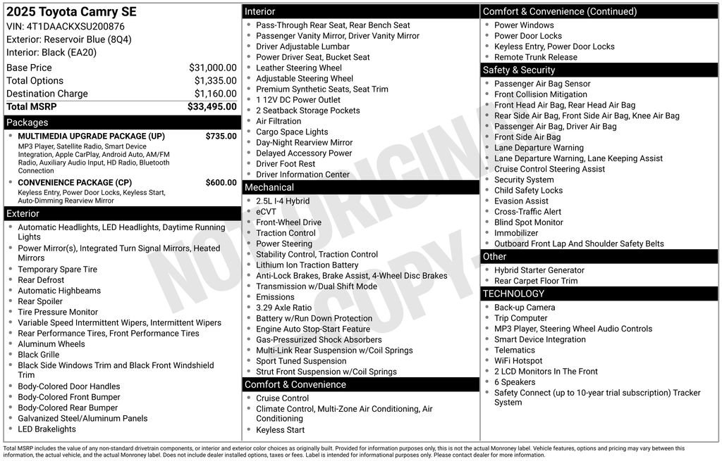 Used 2025 Toyota Camry SE w/ Multimedia Upgrade Package FWD image 27
