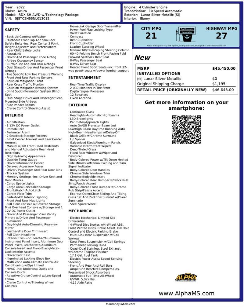 Used 2022 Acura RDX AWD w/ Technology Package image 3