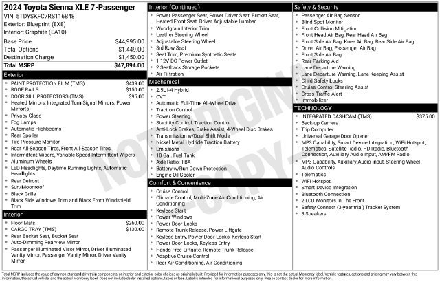 Used 2024 Toyota Sienna XLE AWD/4WD image 5