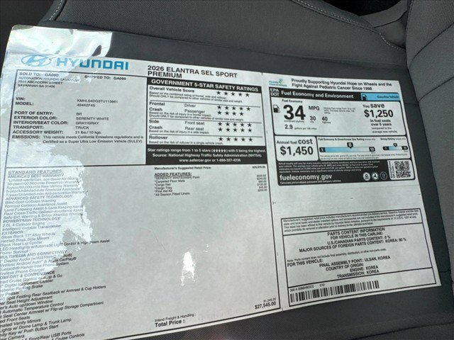 Certified 2026 Hyundai Elantra SEL Sport Premium FWD image 18