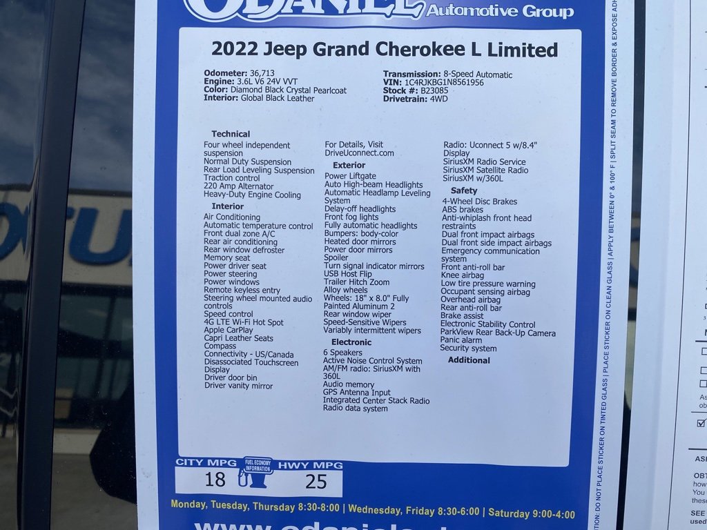 Used 2022 Jeep Grand Cherokee L Limited w/ Trailer Tow Group (B) image 34