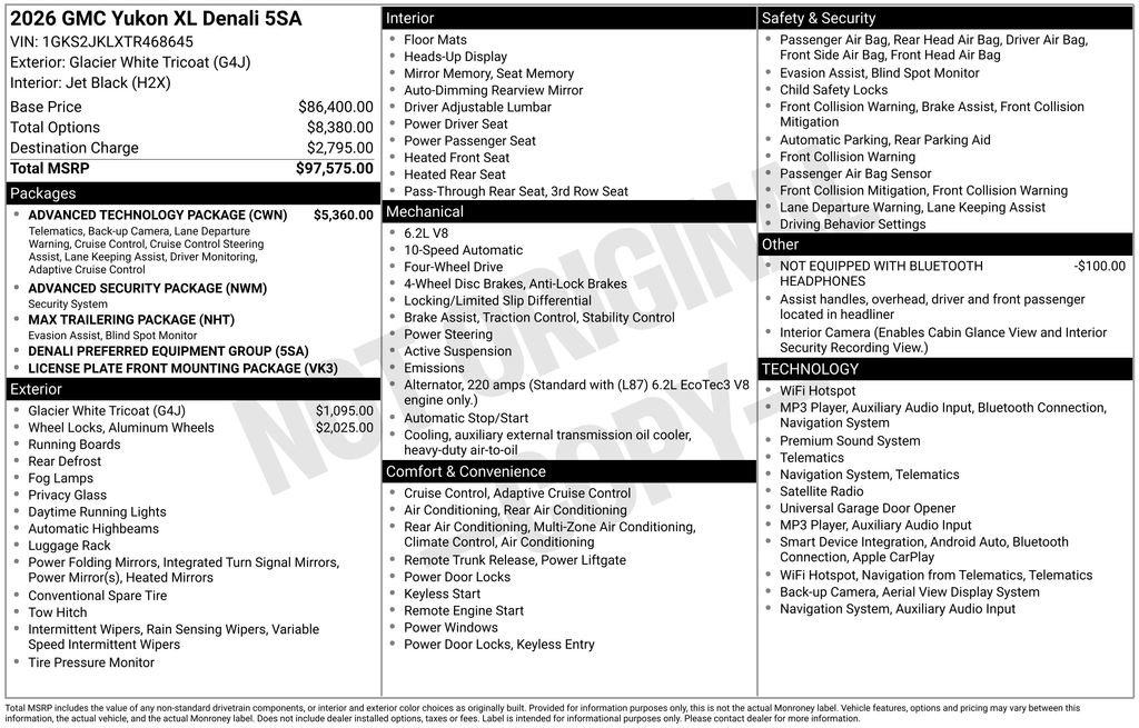 New 2026 GMC Yukon XL Denali w/ Advanced Technology Package AWD/4WD image 2