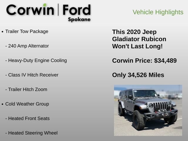 Used 2020 Jeep Gladiator Rubicon w/ Advanced Safety Group AWD/4WD image 6