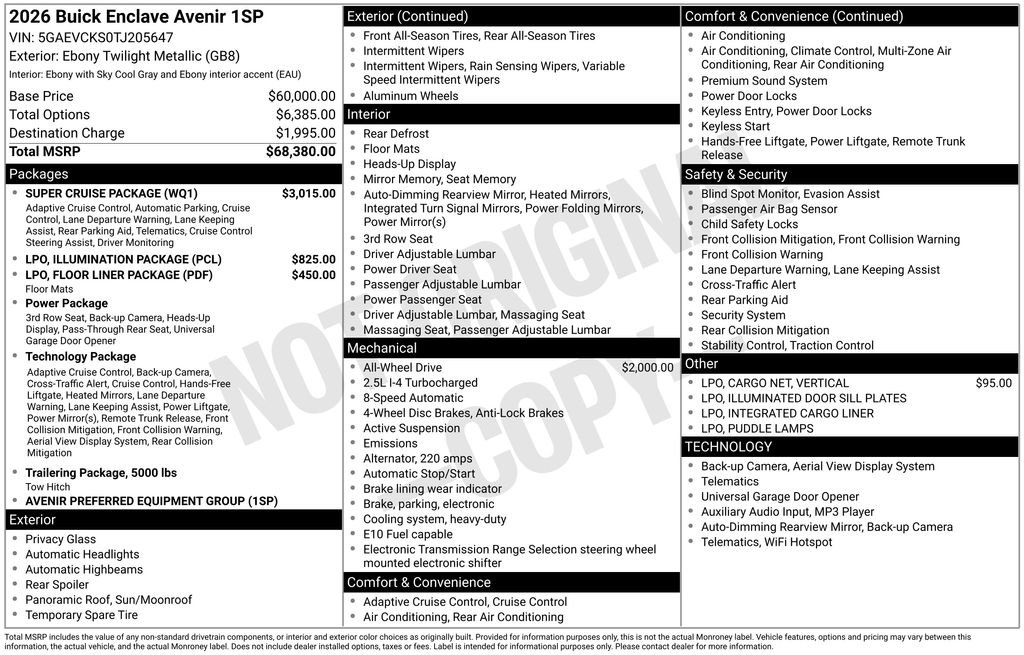 New 2026 Buick Enclave Avenir w/ Super Cruise Package AWD/4WD image 46