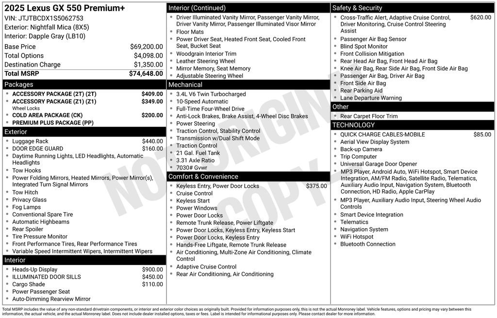 Used 2025 Lexus GX 550 w/ Accessory Package (2T) AWD/4WD image 6