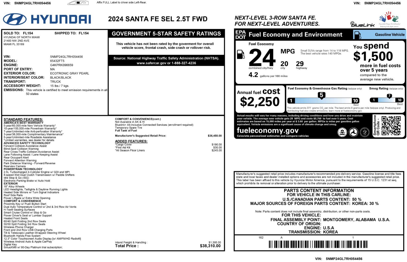 Used 2024 Hyundai Santa Fe SEL FWD image 53