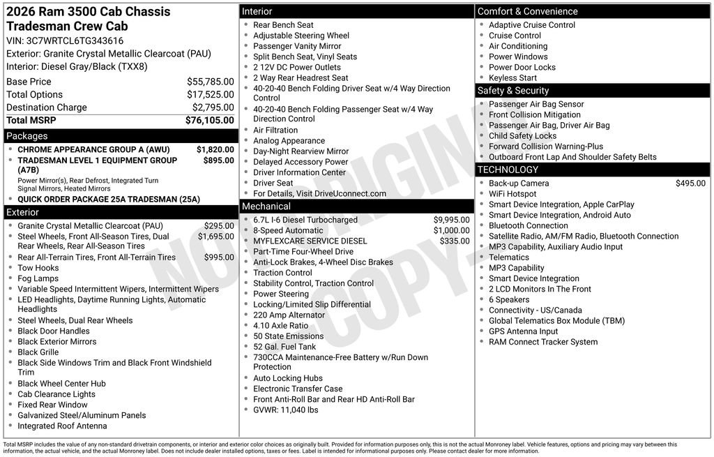 New 2026 RAM 3500 Tradesman w/ Chrome Appearance Group A AWD/4WD image 25
