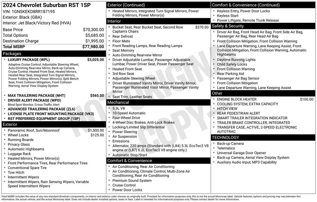 Used 2024 Chevrolet Suburban RST w/ Luxury Package AWD/4WD image 3