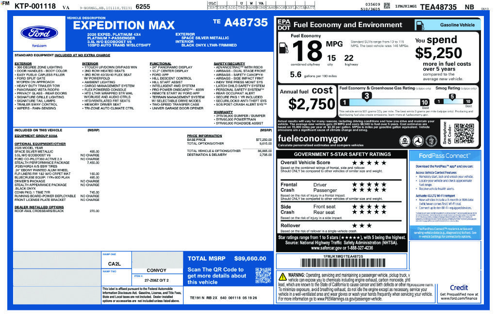 New 2026 Ford Expedition Max Platinum w/ Stealth Performance Package AWD/4WD image 7