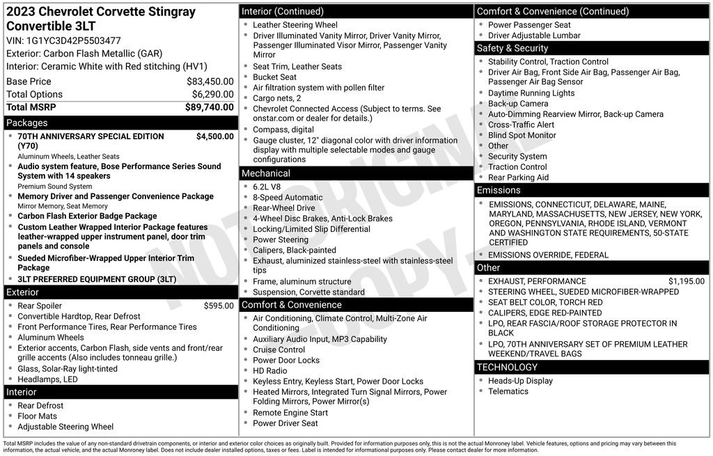 Used 2023 Chevrolet Corvette Stingray Premium Conv image 47