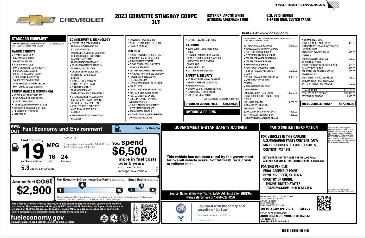 Used 2023 Chevrolet Corvette Stingray Premium Cpe w/ Z51 Performance Package RWD image 34