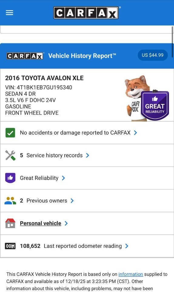 Used 2016 Toyota Avalon XLE image 24