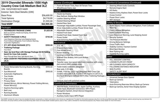 Used 2019 Chevrolet Silverado 1500 High Country w/ Technology Package image 3