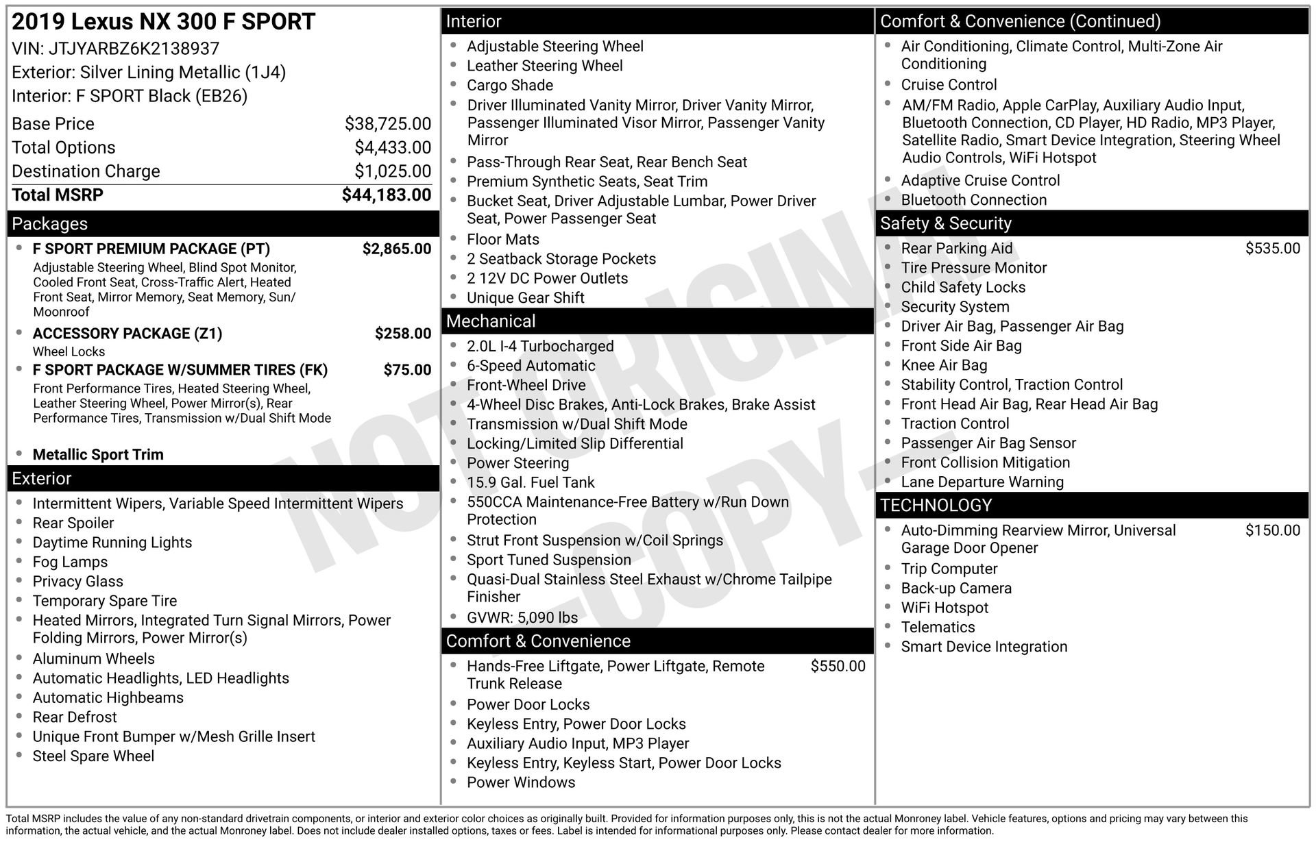 Used 2019 Lexus NX 300 F Sport w/ F Sport Premium Package image 15