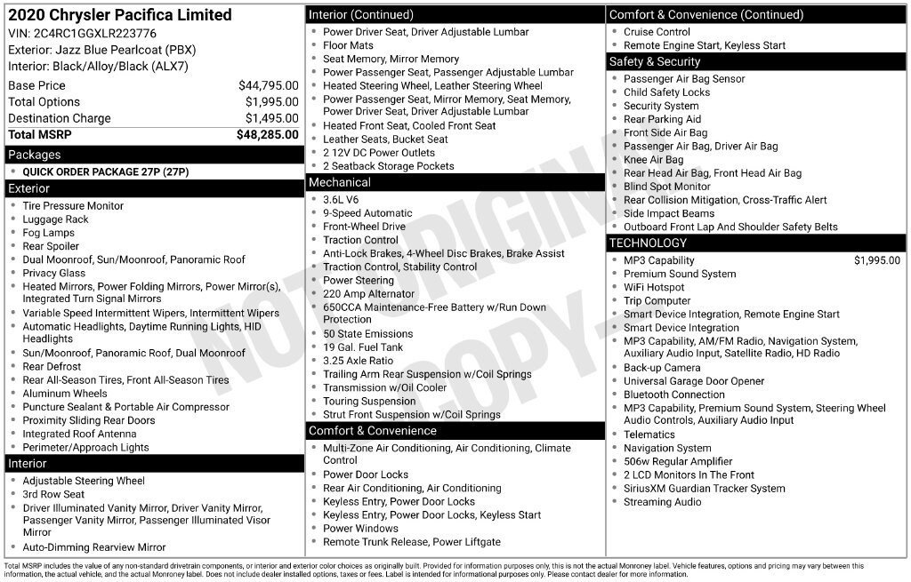 Used 2020 Chrysler Pacifica Limited FWD image 10